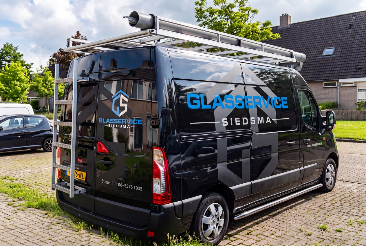 Bedrijfsbus van Glasservice Siedsma