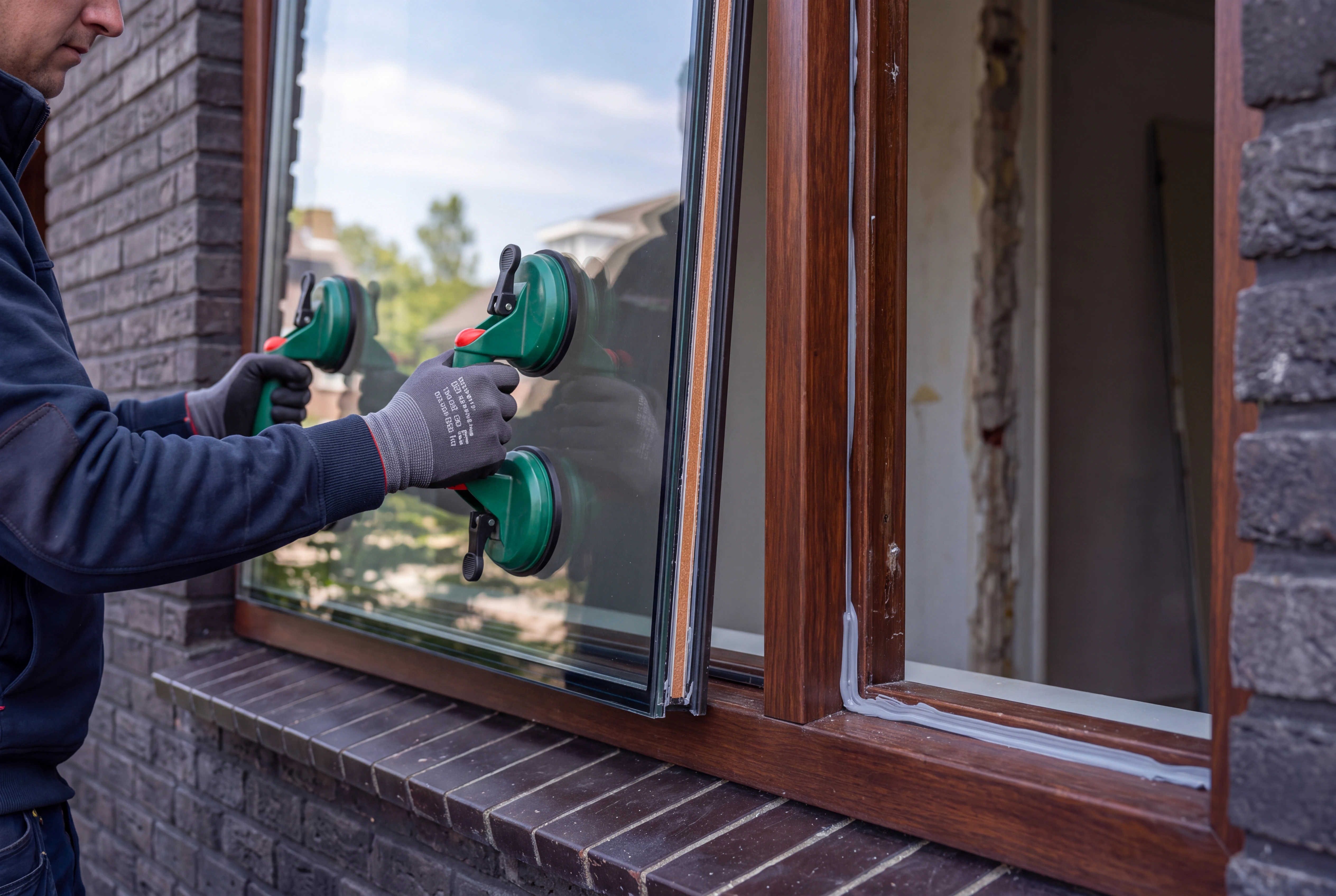 HR++ isolatieglas wordt in een bestaand kozijn geplaatst